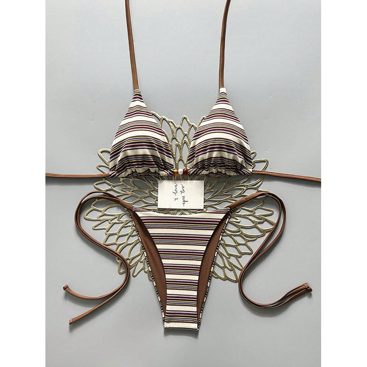 Damen Triangel-Bikini mit hohem Beinausschnitt und feinem Strukturmuster Echo Archiv