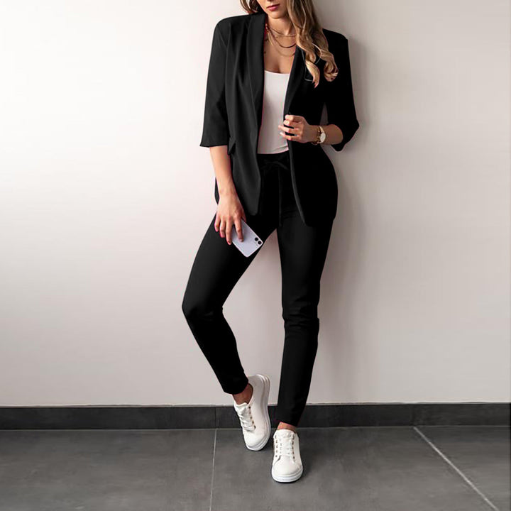 Damen elegantes und Echoarchivrnes Anzug-Set mit tailliertem Blazer und schmalen Hosen Echoarchiv