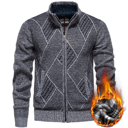 Herren modischer Strickjacke mit Stehkragen und einzigartigem Zopfdesign Echoarchiv
