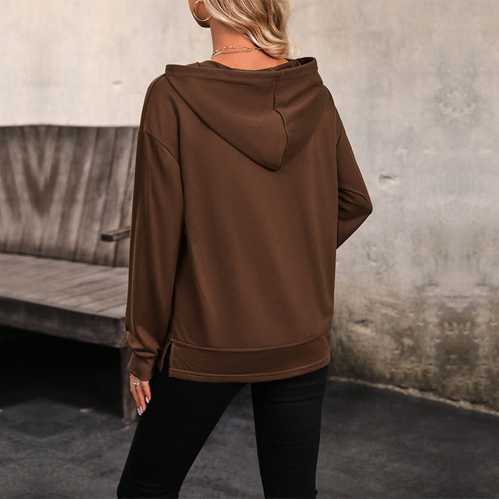 Damen Kapuzenpullover mit Kängurutasche, lockerer Silhouette und dreiviertel-Ärmeln Echoarchiv