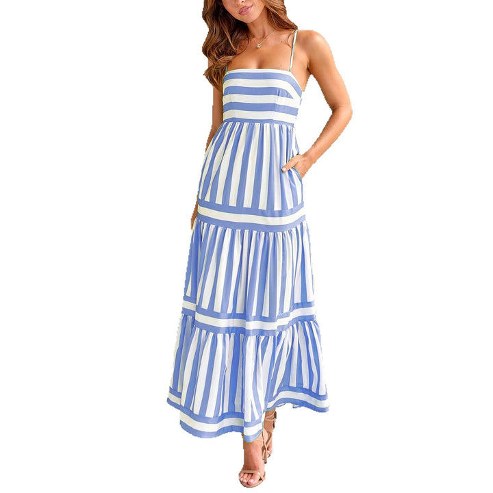 Damen Maxikleid mit Streifenmuster und fließendem Rock Echo Archiv