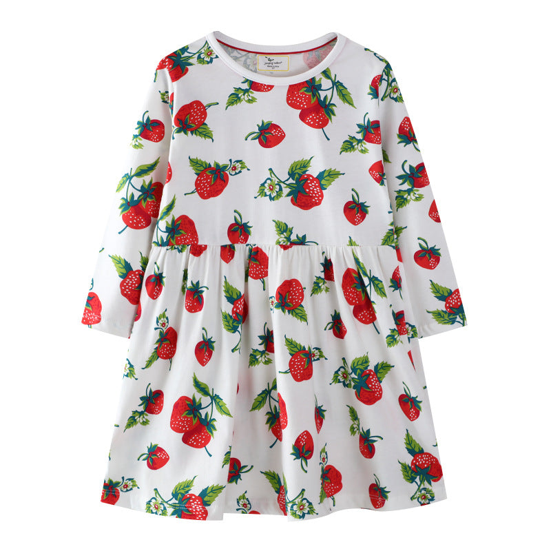 Mädchen Freizeitkleid mit Erdbeer-Muster Echo Archiv