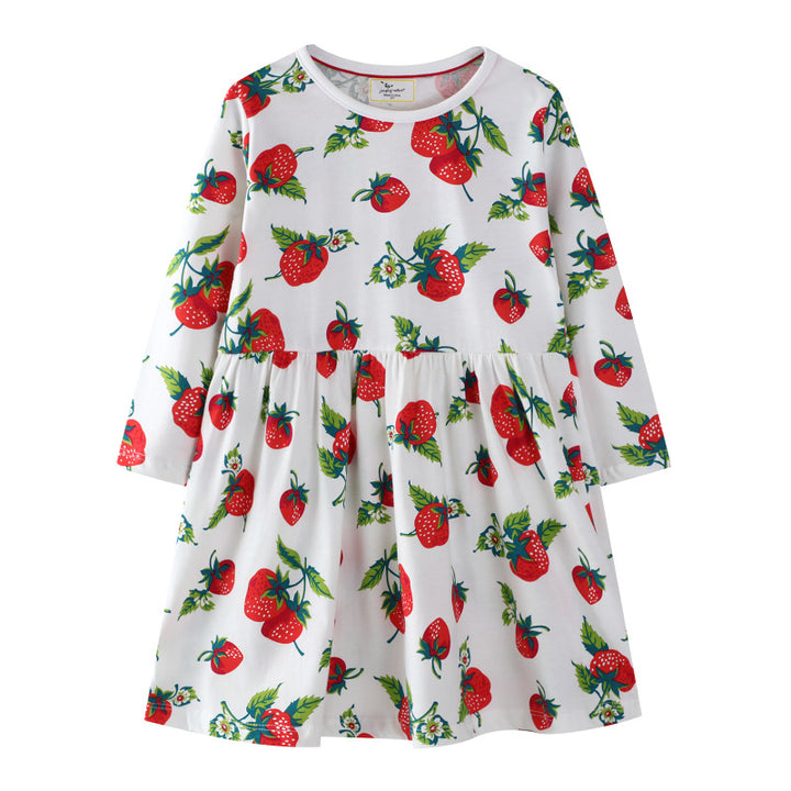 Mädchen Freizeitkleid mit Erdbeer-Muster Echo Archiv