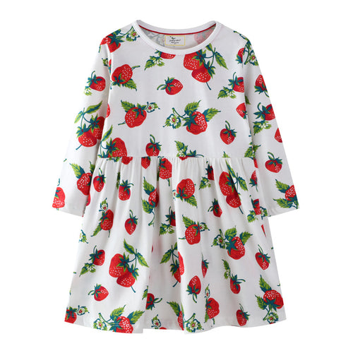 Mädchen Freizeitkleid mit Erdbeer-Muster Echo Archiv