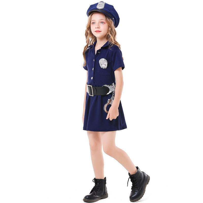Mädchen Polizeikostüm mit Rock und Modischen Accessoires Echo Archiv