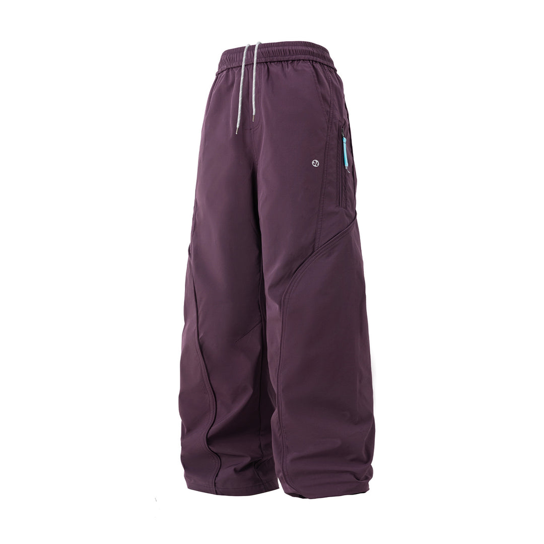Unisex Weite technische Cargo-Palazzo-Hose mit elastischem Bund, Kordelzug und Reißverschlusstasche Echo Archiv