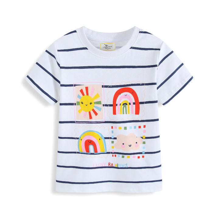 Kinder T-Shirt mit buntem Regenbogen und fröhlichem Sonnendesign Echo Archiv