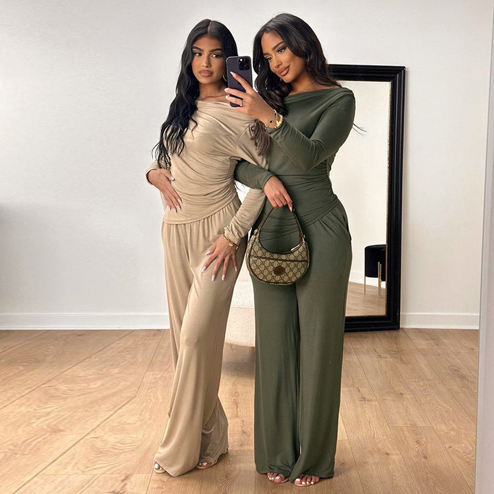 Damen elegantes Zweiteiliges Set aus fließendem Material mit asymmetrischem Design Echo Archiv