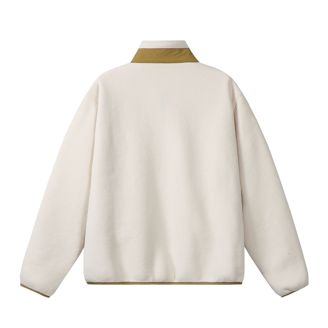 Unisex Oversize Fleece-Zipjacke mit Stehkragen und Kontrastpaspel Echoarchiv