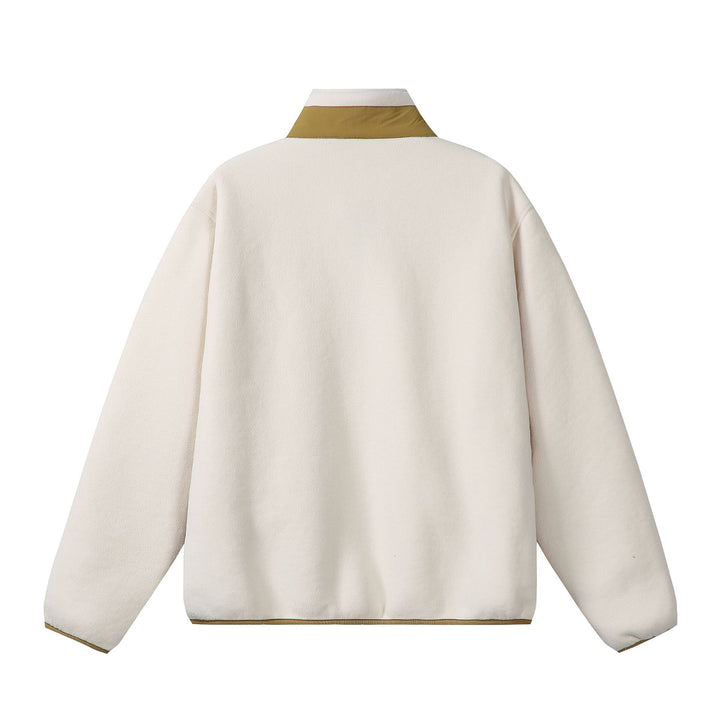 Unisex Oversize Fleece-Zipjacke mit Stehkragen und Kontrastpaspel Echoarchiv