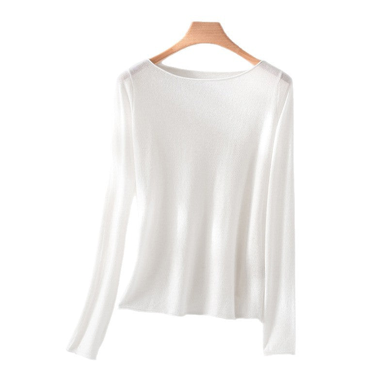 Damen Langarm-Feinstrickshirt mit U-Boot-Ausschnitt und leichtem Fall Echo Archiv