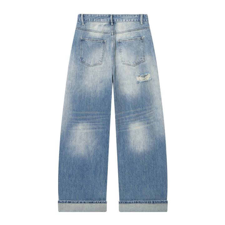 Damen nan weite Destroyed Jeans mit hoher Leibhöhe und umgeschlagener Saum Echo Archiv