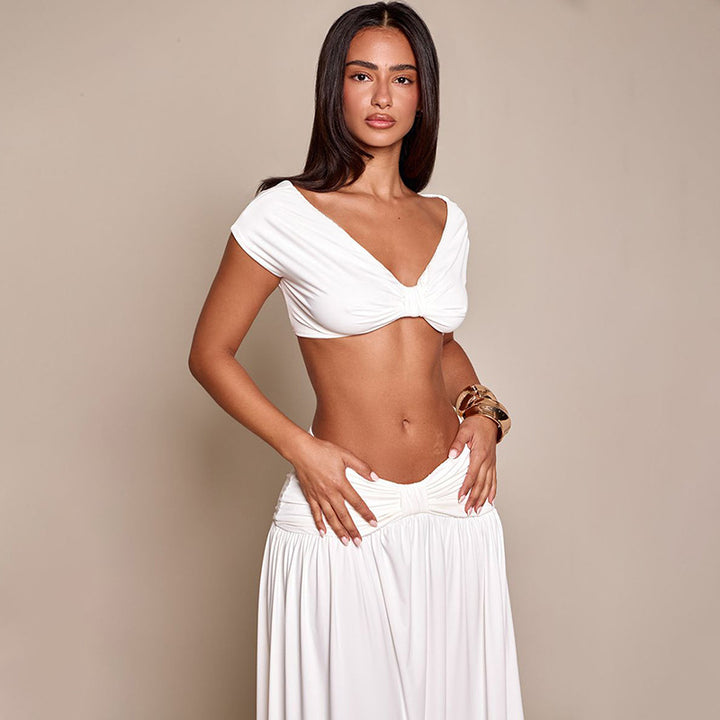 Damen Elegantes Cropped Top und Maxirock Set Echo Archiv