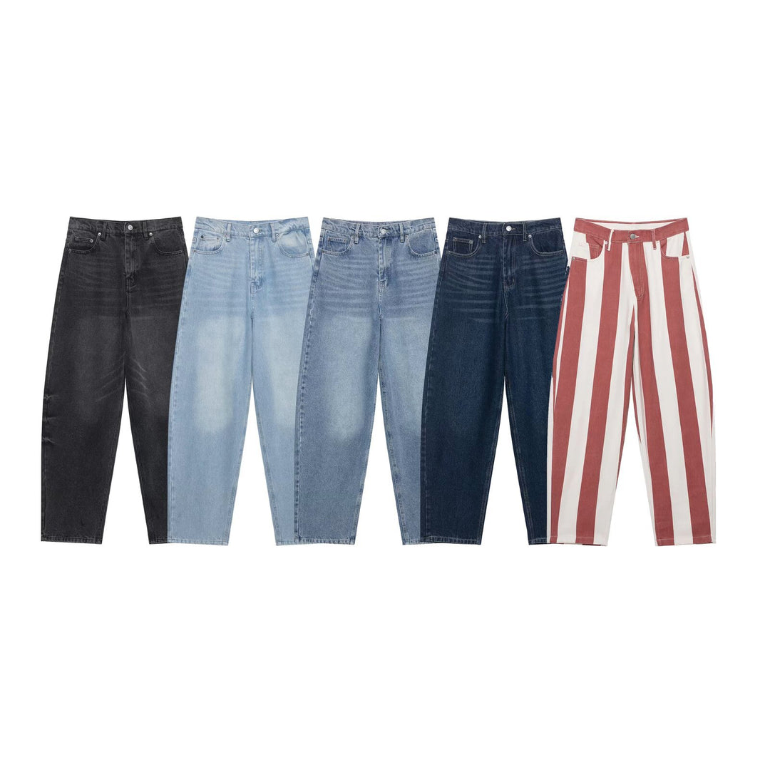 Damen Hochtaillierte kurzgeschnittene Jeans mit weitem Bein aus Denim Echo Archiv