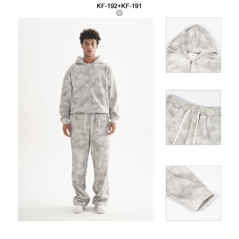 Damen Loungewear-Set aus French-Terry mit Cropped-Reißverschluss-Hoodie und weit geschnittener Sweatpant Echo Archiv