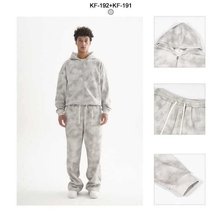 Damen Loungewear-Set aus French-Terry mit Cropped-Reißverschluss-Hoodie und weit geschnittener Sweatpant Echo Archiv