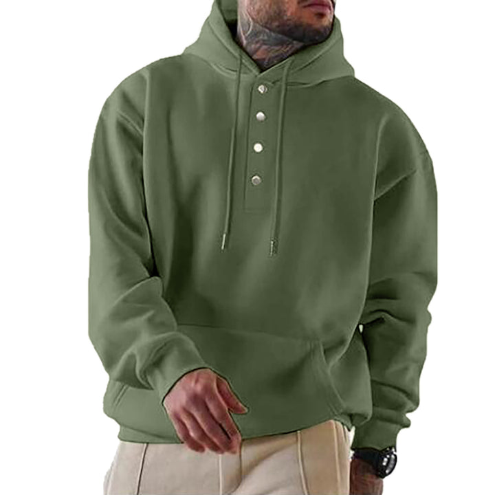 Herren Kapuzenpullover mit Knopfleiste und regulierbarem Kordelzug Echoarchiv