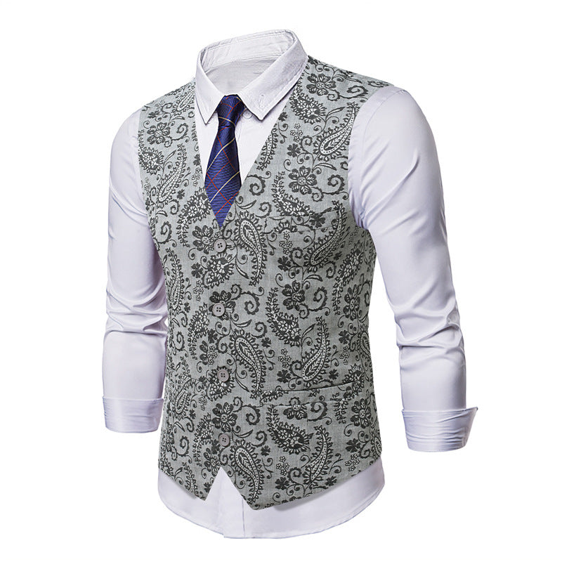 Herren Taillierte Anzugweste mit Paisley‑Jacquard und V‑Ausschnitt Echo Archiv