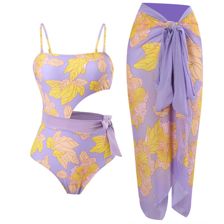 Damen Einteiler Badeanzug mit floralem Design und Wickelrock Echo Archiv