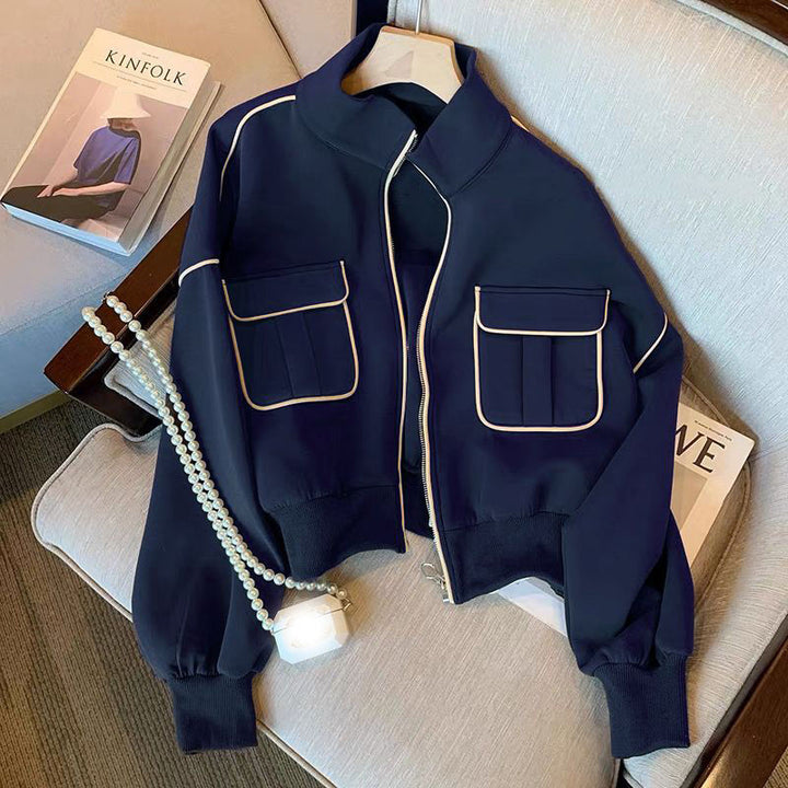 Damen Modische Cropped-Jacke mit Taschen Echo Archiv