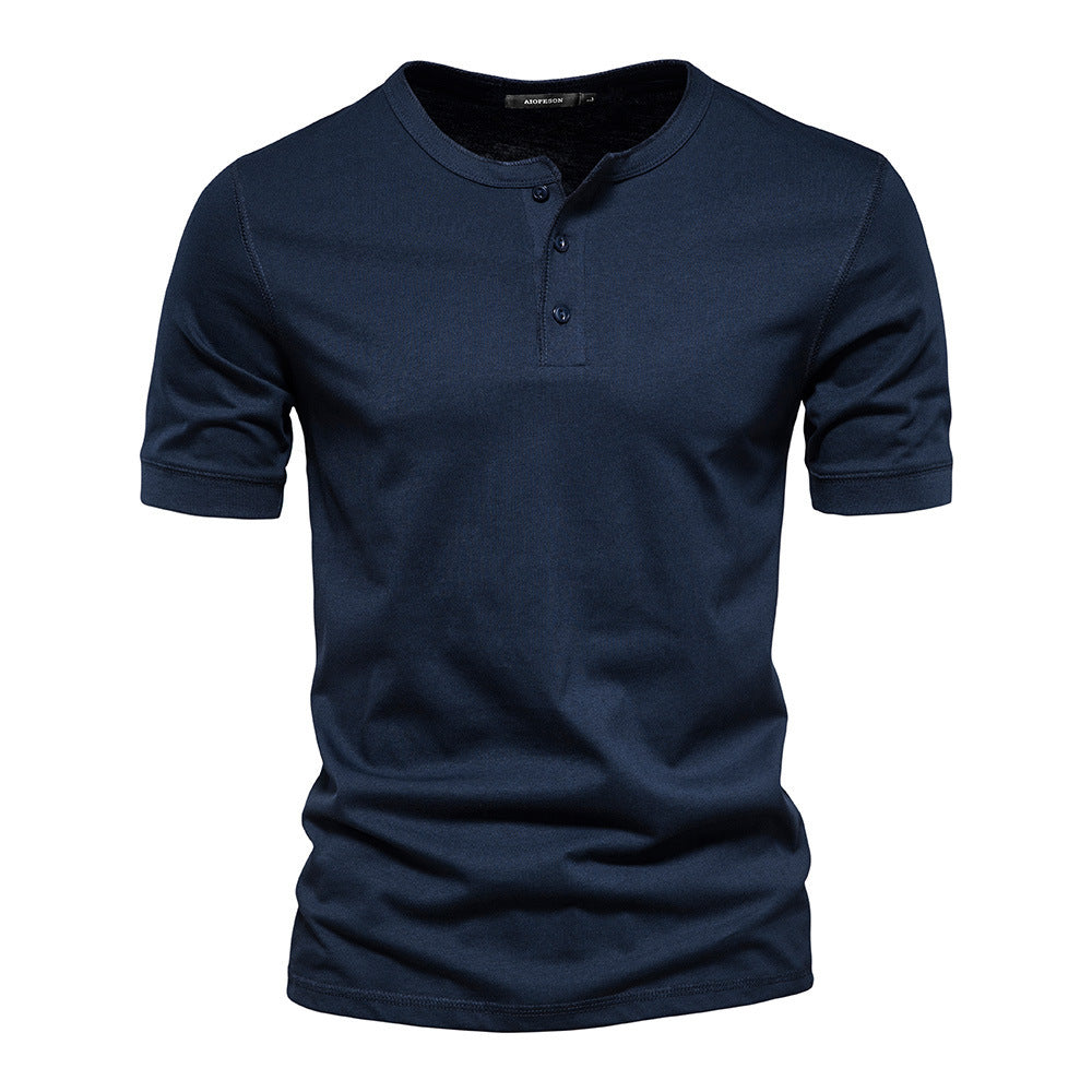Herren nan schmal geschnittenes Kurzarmshirt mit kurzer Knopfleiste und geripptem Kragen aus Baumwollmix Echo Archiv