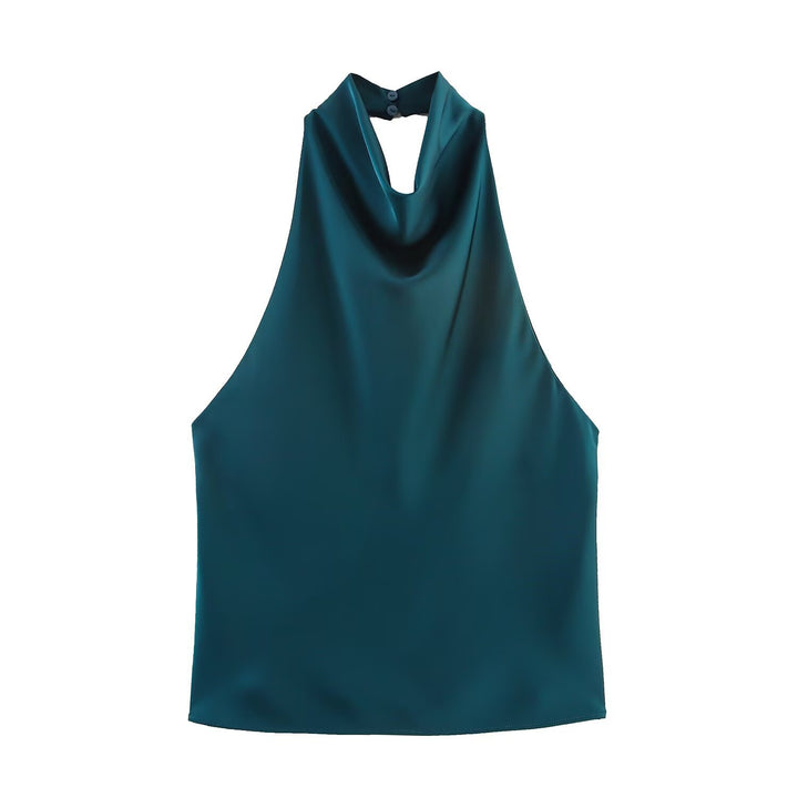 Damen elegantes Haltertop mit fließendem Schnitt und dekorativen Details Echo Archiv