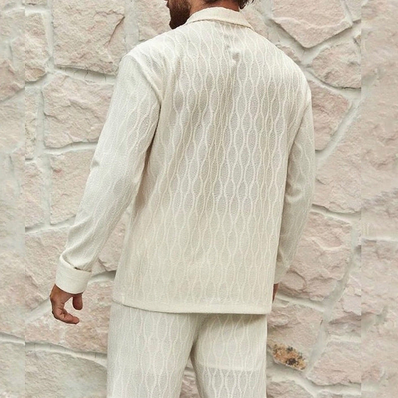 Herren eleganter Set mit feinem Strukturmuster und komfortablem Schnitt Echoarchiv