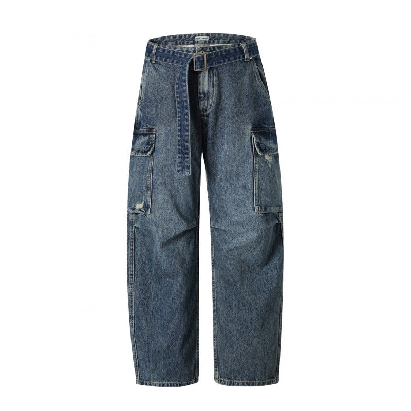 Damen Cargo-Jeans mit hohem Bund, weitem Relaxed-Fit und abnehmbarem Denim-Gürtel Echo Archiv