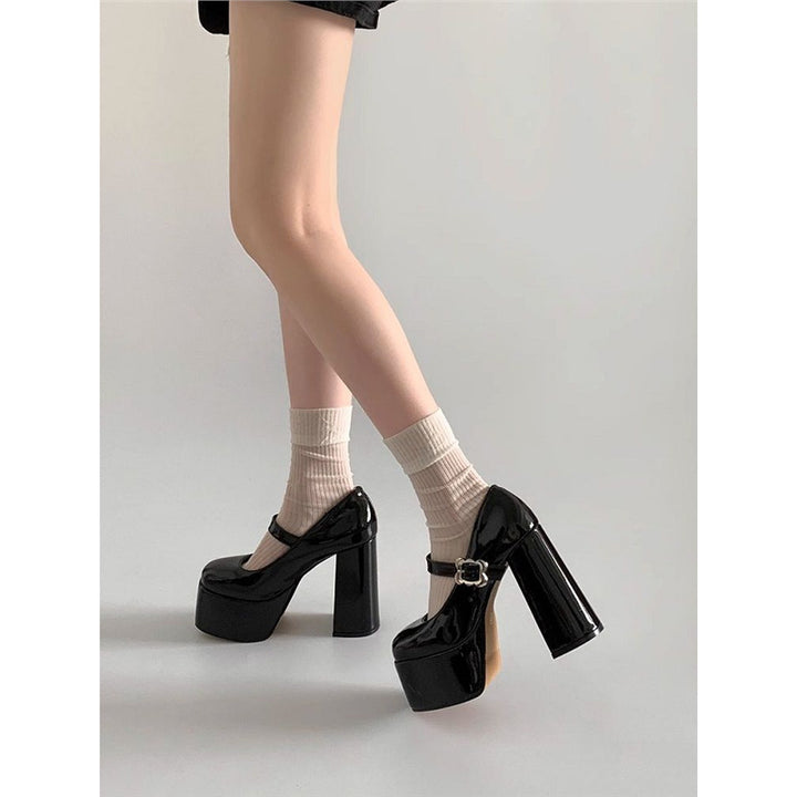 Damen Plateau-Mary-Jane Pumps mit hoher Plattform und sculpted Blockabsatz – Lioré