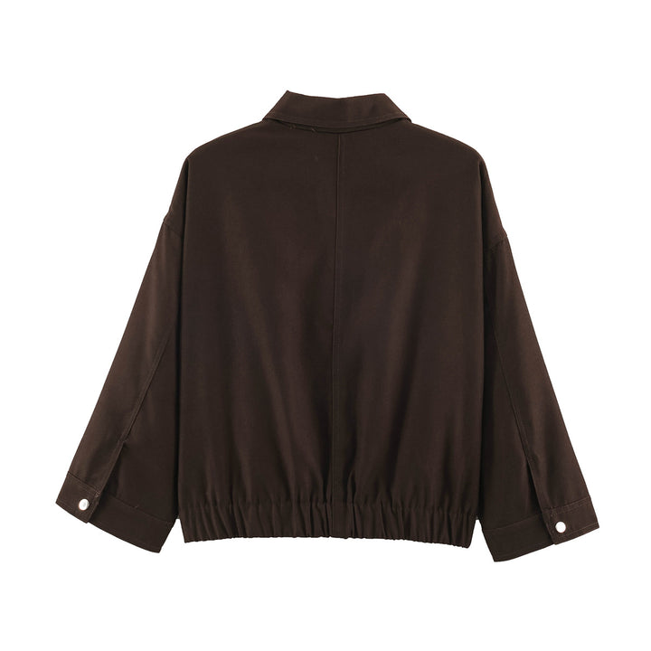 Damen Oversize Kurzjacke mit Metallreißverschluss, großen Pattentaschen und elastischem Saum Echo Archiv