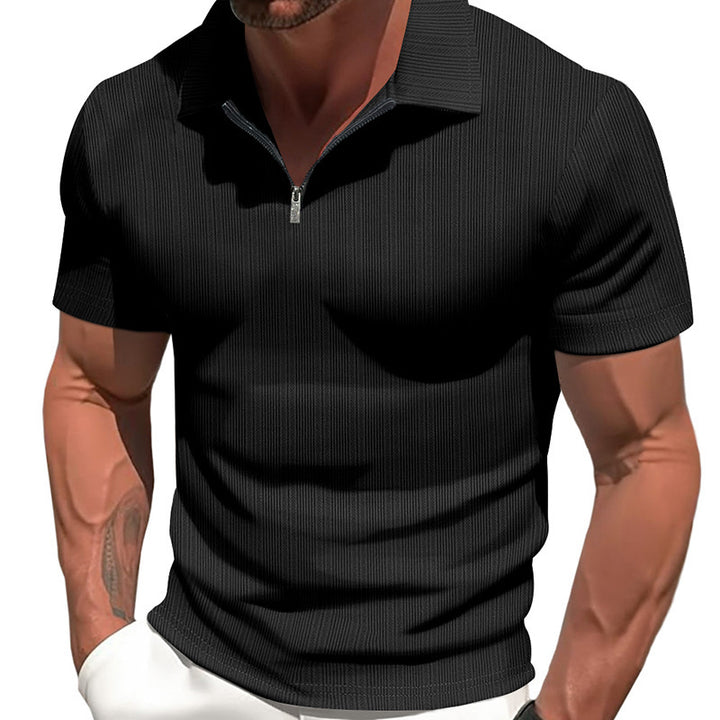Herren sportliches Kurzarm-Poloshirt mit hochwertigem Reißverschluss und strukturiertem Design Echoarchiv