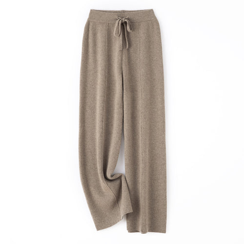 Damen Weiche Strickhose mit weitem Bein, Tunnelzugbund und dekorativer Mittelnaht Echoarchiv