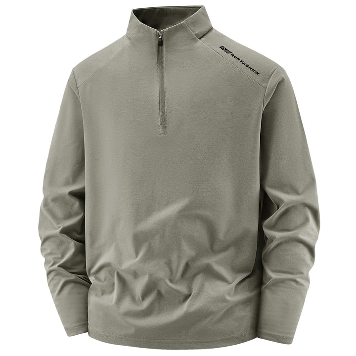 Herren Sportliches Langarm-Halbzip-Laufshirt mit Stehkragen und Funktionsmaterial Echoarchiv