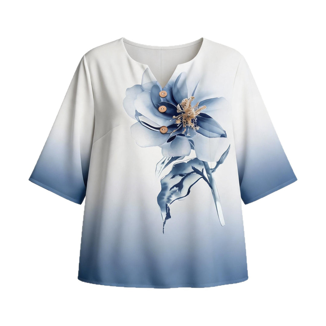 Damen Elegante Bluse mit floralem Design und Knopfleiste Echo Archiv