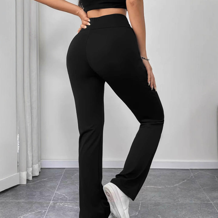 Damen Schlaghose aus Stretch‑Strick mit hohem Bund und Eingrifftaschen Echoarchiv