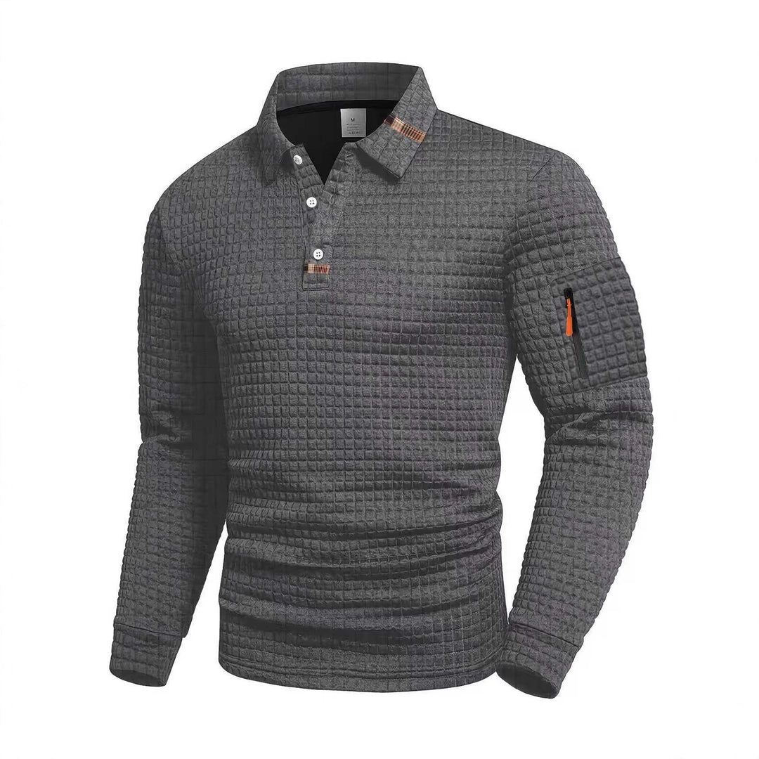 Herren Komfortables und atmungsaktives Langarm-Poloshirt Echoarchiv