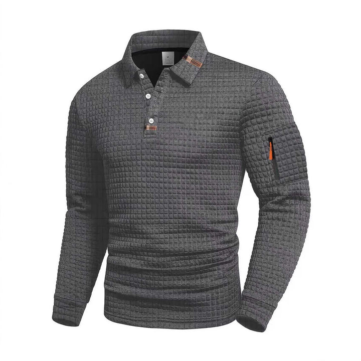 Herren Komfortables und atmungsaktives Langarm-Poloshirt Echoarchiv