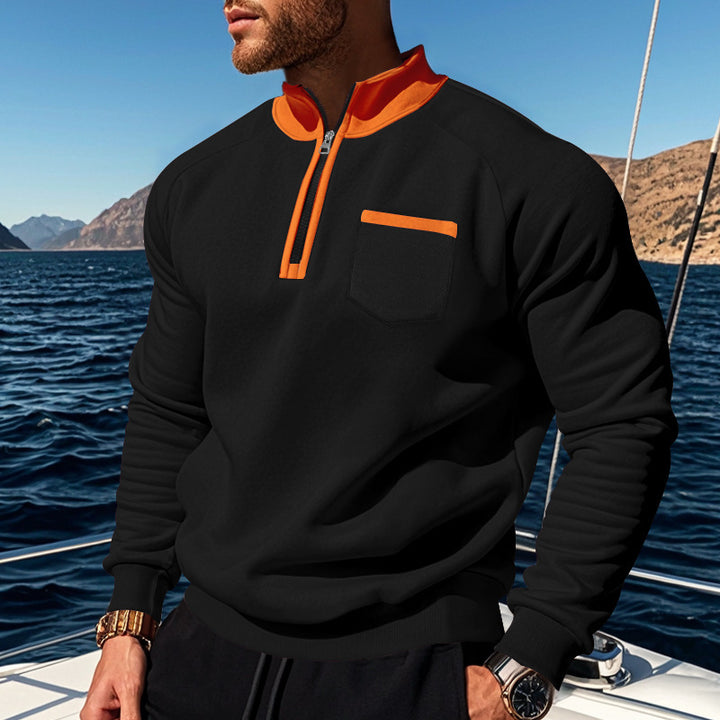 Herren Sweatshirt mit halbem Reißverschluss und feuchtigkeitsregulierendem Stoff Echoarchiv