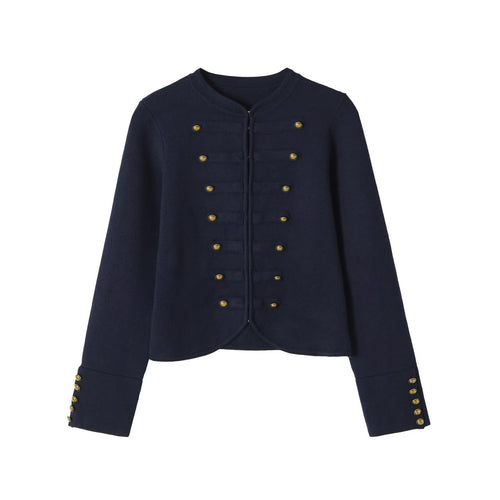 Damen Kragenloser, kurzgeschnittener Offiziersblazer mit goldenen Zierknöpfen Echo Archiv