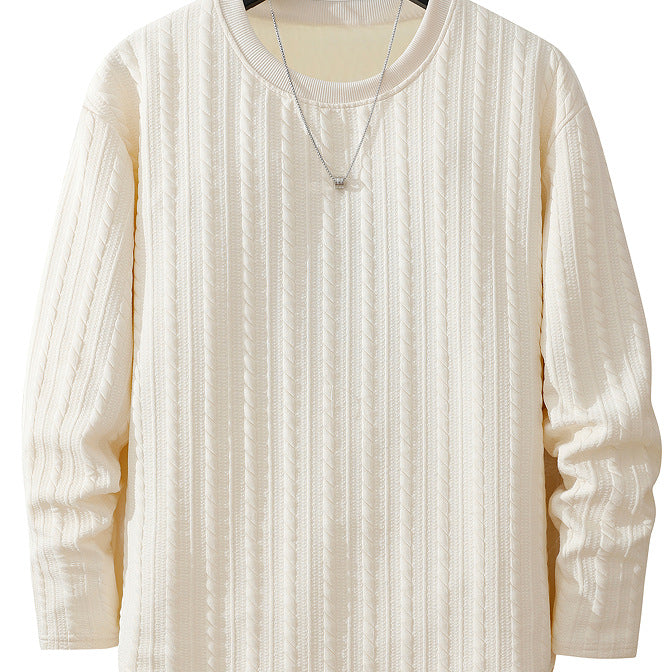 Herren Feinstruktur-Grobstrick Rundhals-Sweatshirt mit Zopfmuster & relaxed Schnitt Echoarchiv