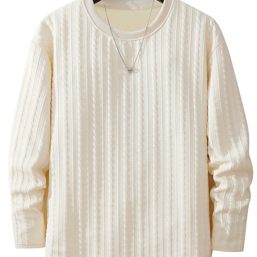 Herren Feinstruktur-Grobstrick Rundhals-Sweatshirt mit Zopfmuster & relaxed Schnitt Echoarchiv