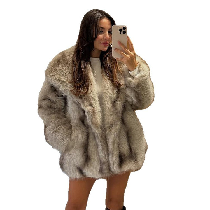 Damen Kurzmantel Oversize Kunstpelz mit voluminösem Schalkragen und Boxy‑Silhouette Echoarchiv