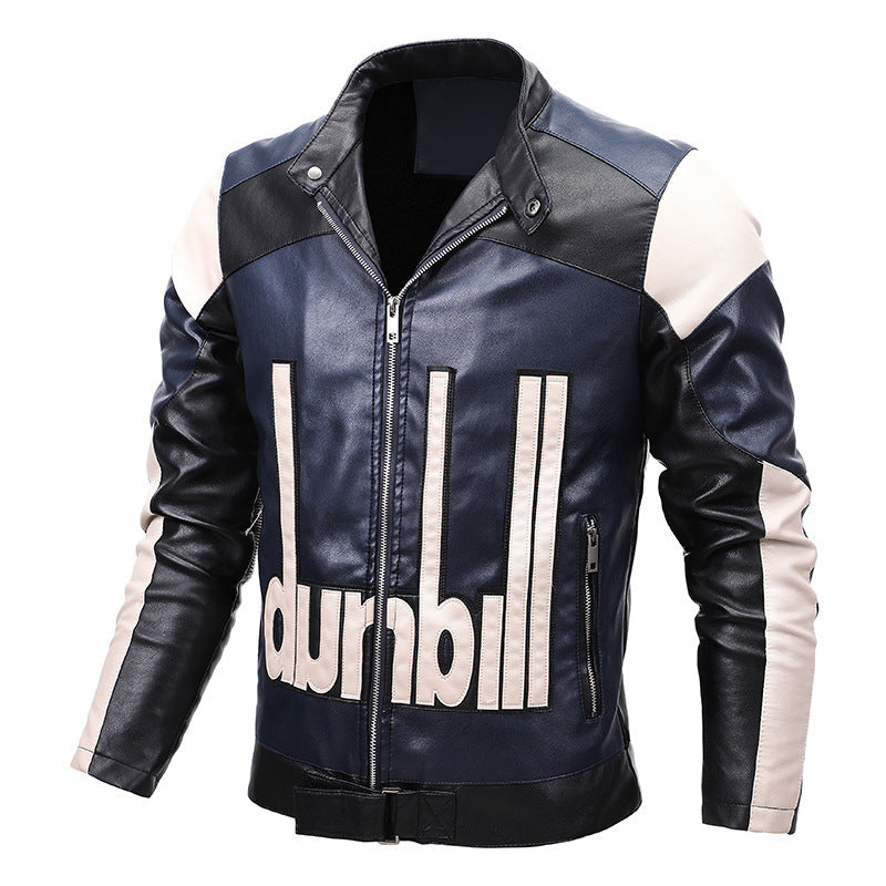 Herren Bikerjacke aus Kunstleder mit markanter Logo‑Applikation und tailliertem Schnitt – Valtoré