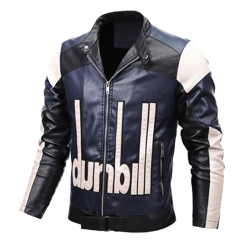 Herren Bikerjacke aus Kunstleder mit markanter Logo‑Applikation und tailliertem Schnitt – Valtoré