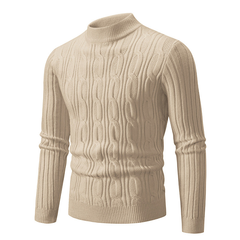 Herren Strickpullover mit magnetischem Zopfmuster und hohem Kragen Echoarchiv
