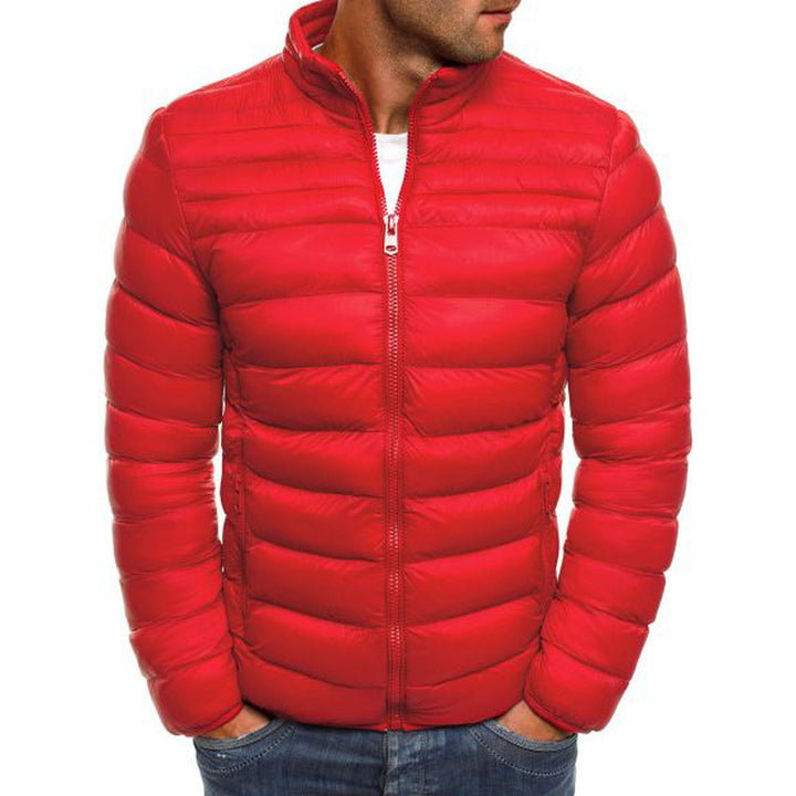 Herren modische Steppjacke mit hohem Kragen und seitlichen Reißverschlusstaschen Echoarchiv