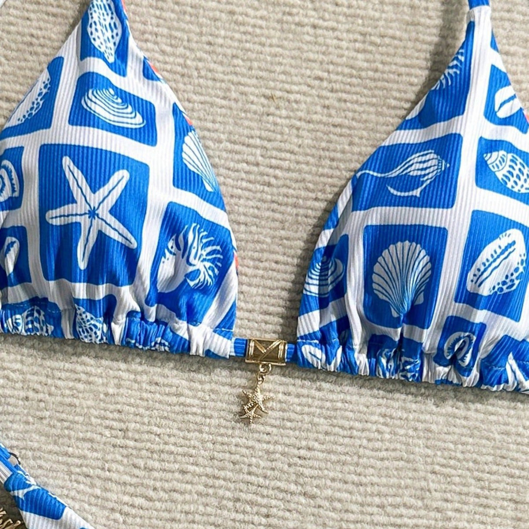 Damen Triangel-Bikini mit maritimem Muster Echo Archiv