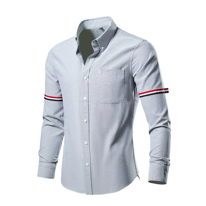 Herren nan tailliertes Oxford-Businesshemd mit Button-Down-Kragen, Brusttasche und markantem Armband-Detail Echo Archiv