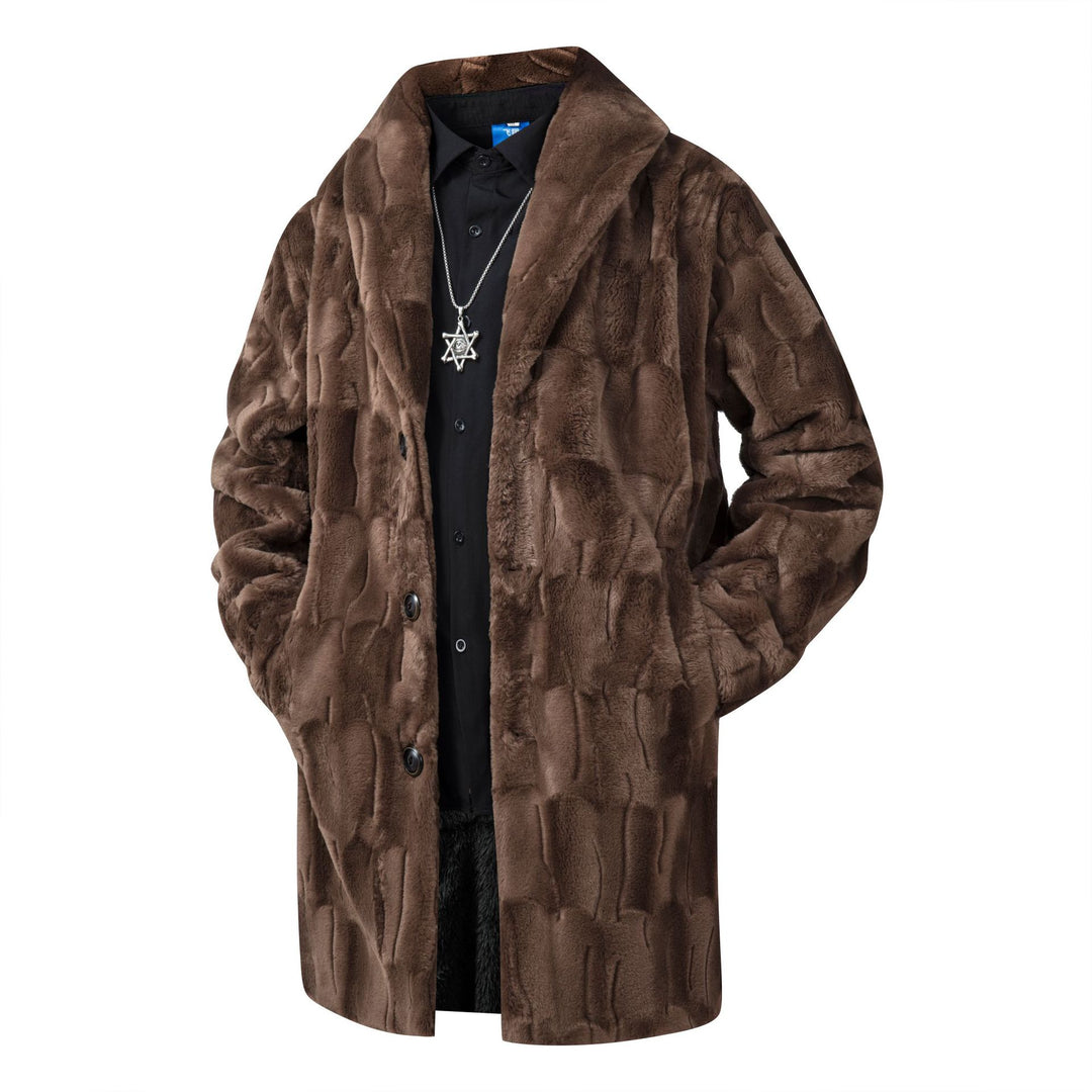 Herren Langer Kunstfell-Mantel mit Oversize-Schnitt und Schalkragen Echo Archiv