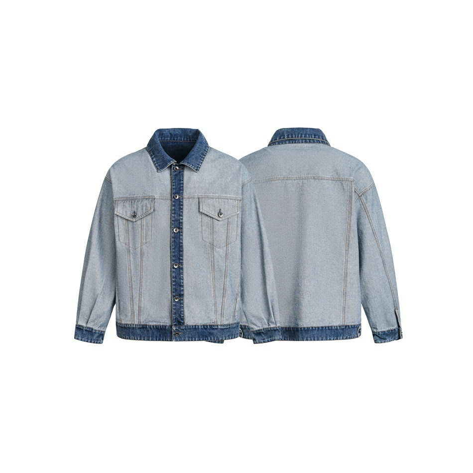 Unisex Oversize-Jeansjacke im Boxy‑Cut mit Kontrastblende und Brustklappen Echoarchiv